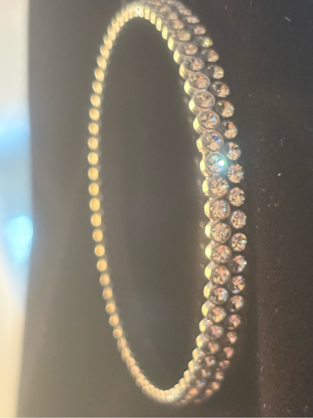 Crystal Pavé Silver-Tone Bangle Bracelet - Women Jewelry